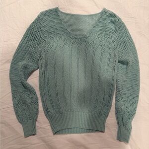 Vintage Mint V-Neck Knit Sweater